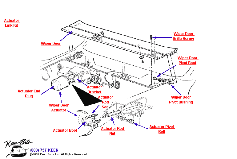 Wiper Door &amp; Actuator Diagram for a 1972 Corvette