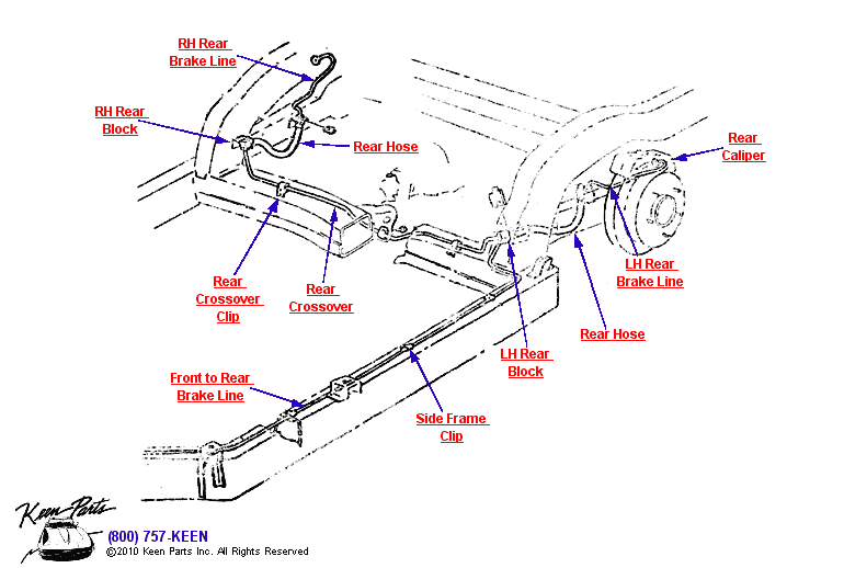 Rear Brake Lines Diagram for a 2021 Corvette