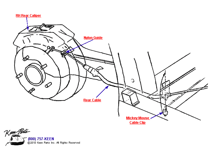 Parking Brake &amp; Rear Caliper Diagram for a 1969 Corvette