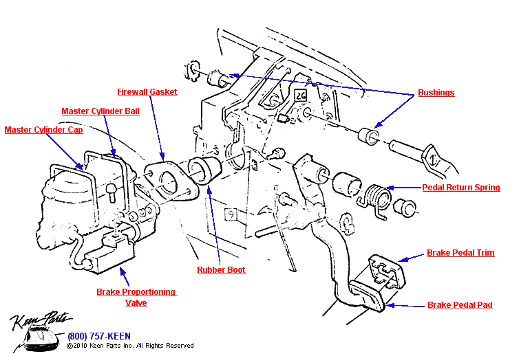 Brake Pedal &amp; Master Cylinder Diagram for a 1966 Corvette
