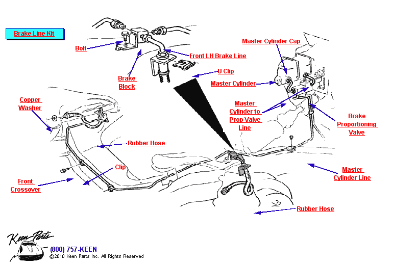 Front Brake Lines Diagram for a 1968 Corvette