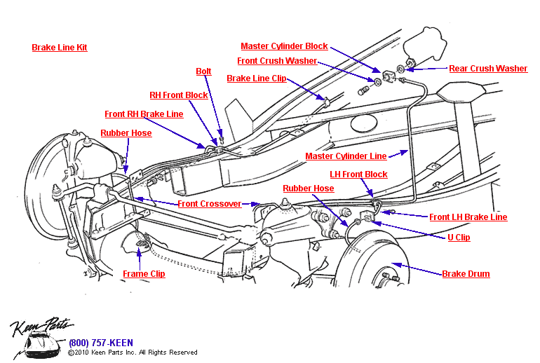 Front Brake Lines Diagram for a 2009 Corvette