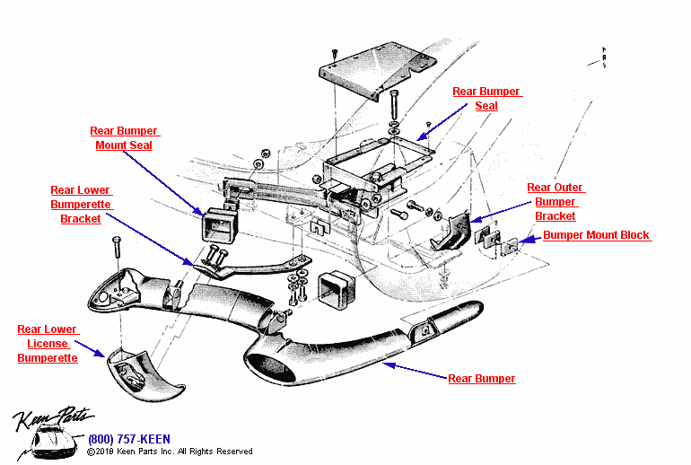 Rear Bumper Diagram for All Corvette Years