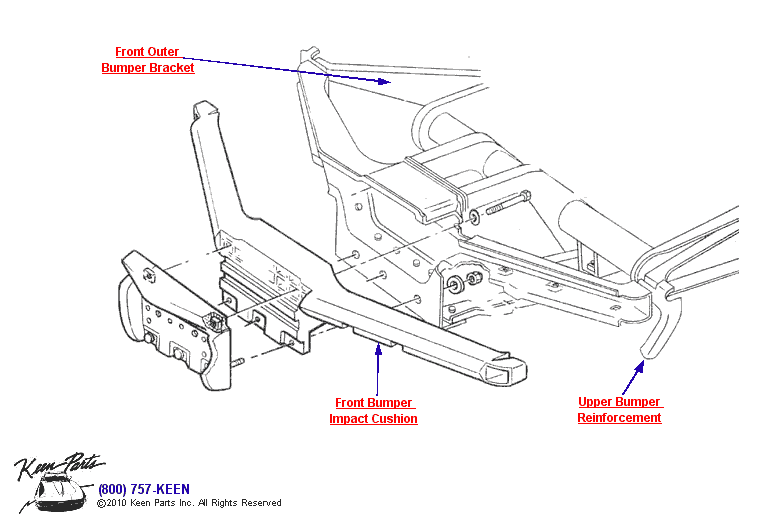 Front Brackets &amp; Cushion Diagram for a 1977 Corvette