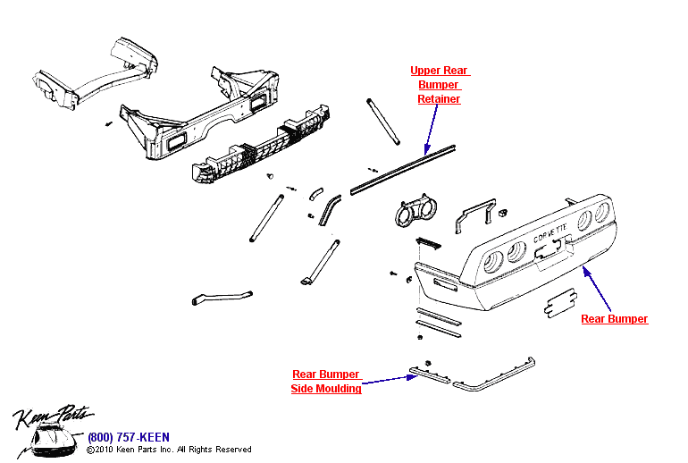 Rear Bumper Diagram for All Corvette Years