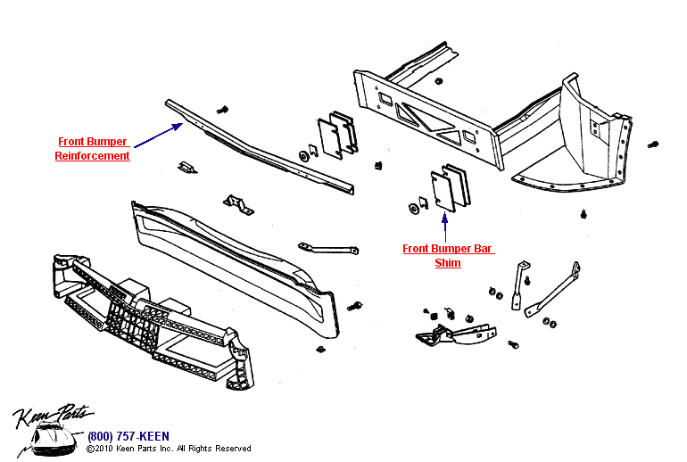 Front Bumper Assembly Diagram for a 1961 Corvette