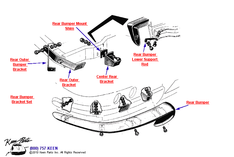 Rear Bumper Diagram for All Corvette Years