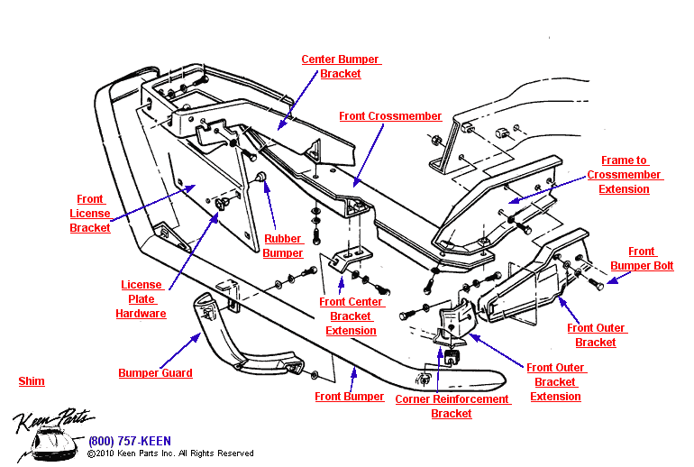 Front Bumper Diagram for All Corvette Years