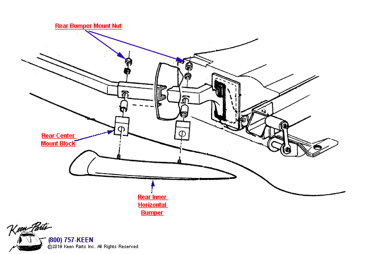 Rear Inner Bumper Diagram for a 1957 Corvette