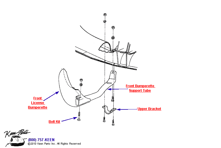 Front Bumperette Diagram for a 1959 Corvette