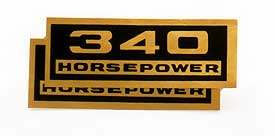 1962-1963 Corvette Valve Cover Decal Pair 340 HP (Code 3816290)