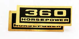 1962-1963 Corvette Valve Cover Decal Pair 360 HP (Code 3816291)