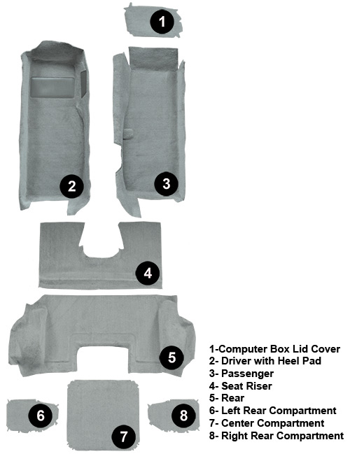 1998-2000 Corvette Convertible Complete Carpet Set, Cutpile 