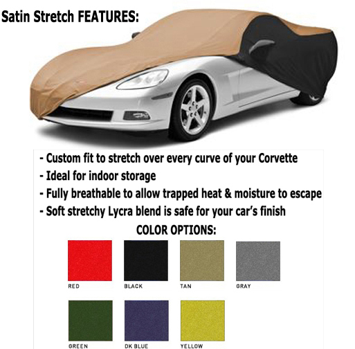 1953-1962 Corvette Car Cover Red Satin Stretch